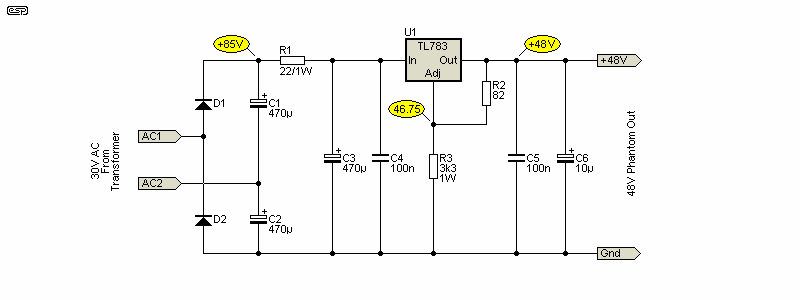 Рисунок 3.3 - Источник фантомного питания на базе ИС