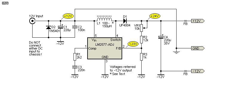 Рисунок 2 - Коммутирующий повышающий преобразователь LM2577